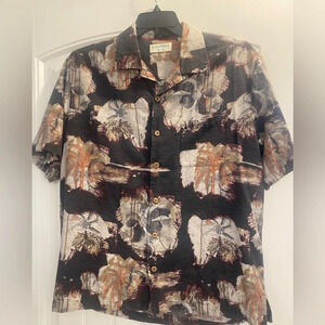Mens Caribbean 100% silk shirt size large vacation cruise camp shirt